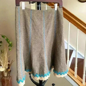Tibi Tweed Lace Trim Hem Wool Blend Flare Skirt Size 2